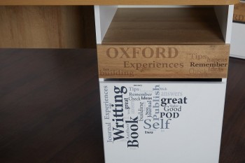 Стол с ящиками «Оксфорд» (Ривьера/Белый с рисунком) в Бородино - borodino.mebel54.com | фото