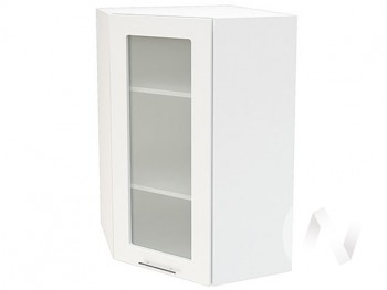 Угловой шкаф со стеклом Валерия-М ШВУС-599 (Белый глянец/Белый/верхний/высокий) в Бородино - borodino.mebel54.com | фото